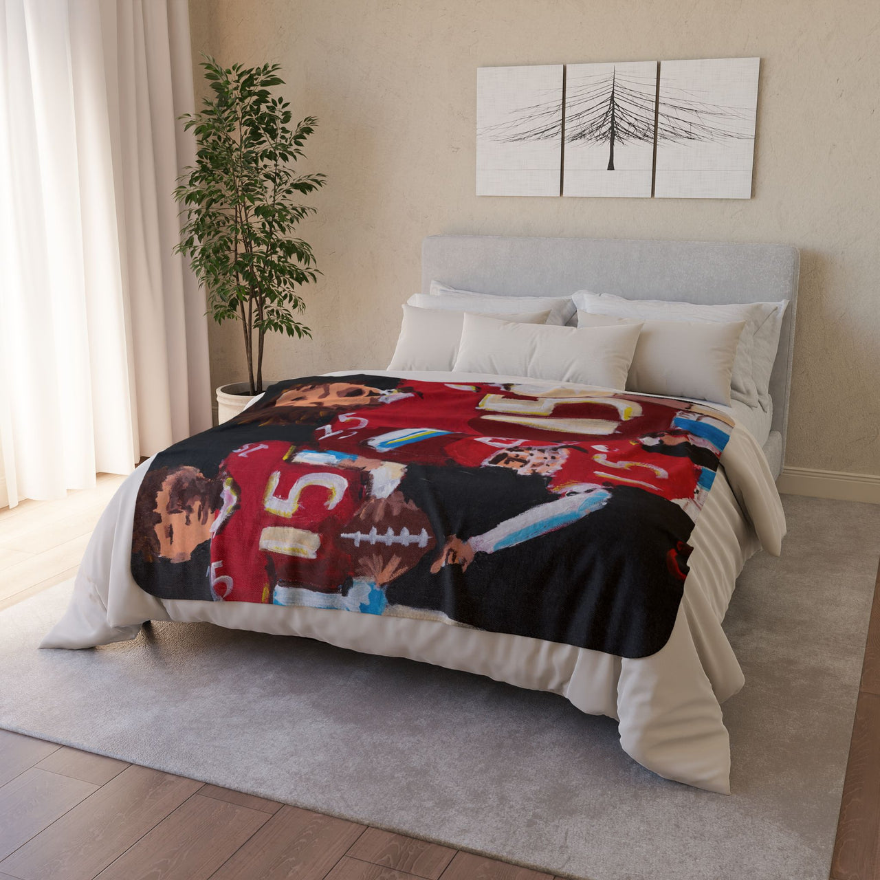 "Patrick Mahomes" by Casey McLain - Fleece Sherpa Blanket