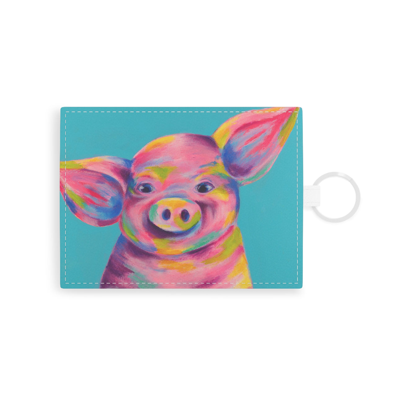 "Orville, the Pig of Many Colors" by Donald Wilson - Leather Card Holder