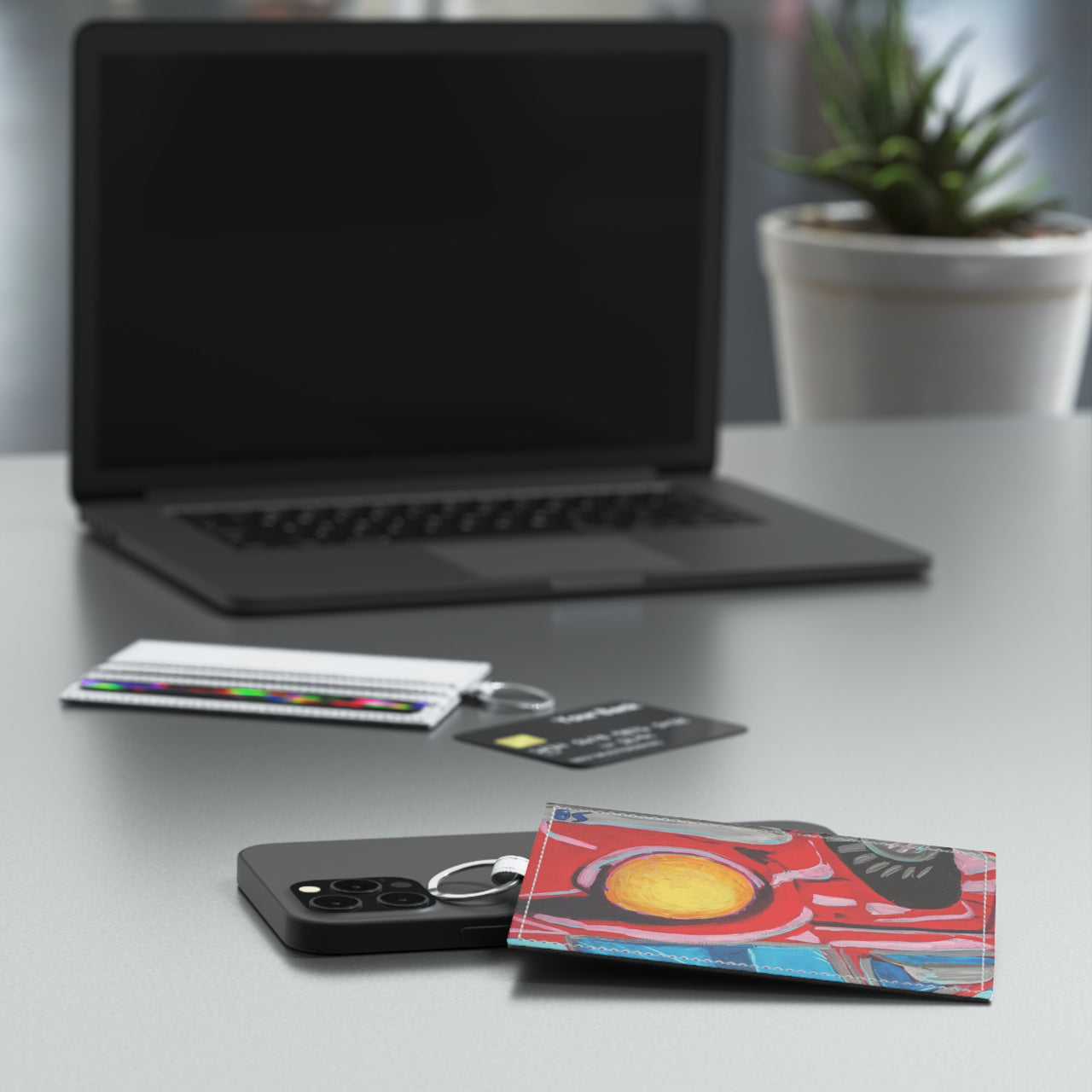 "Red Oldsmobile" by Stan Balman - Leather Card Holder