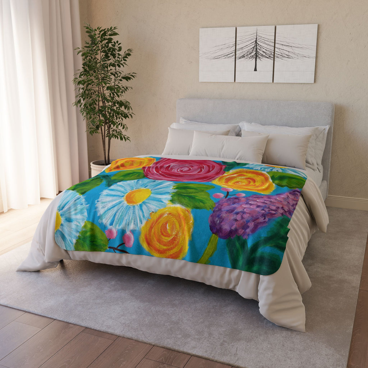 "Fancy Flowers" by Savanna Givens - Fleece Sherpa Blanket