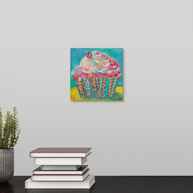 "Strawberry Cupcake with Cherry on Top" Mini Print by Kelli Bringle