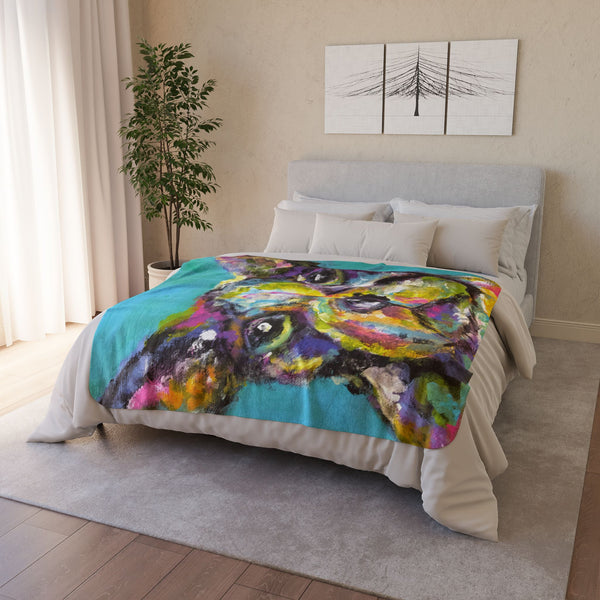 "Brutus Black" by Kelli Bringle - Fleece Sherpa Blanket