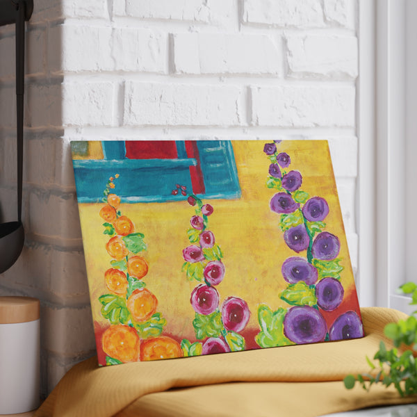 "Holly Rose" by Jennifer Walton - Glass Cutting Board