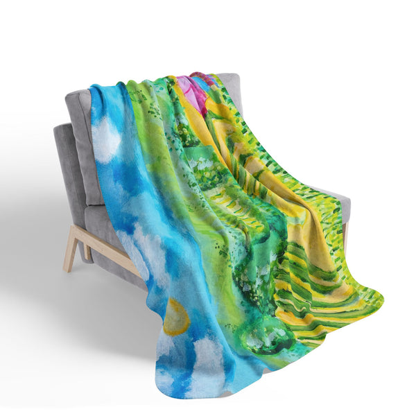 "The Lady in the Meadow" by Brock Schul - Fleece Sherpa Blanket