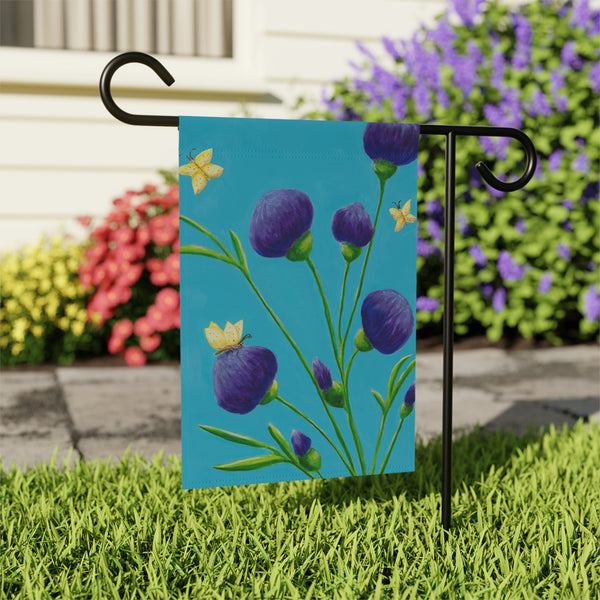 "Butterflies & Bachelor Buttons" by Inez Vieyra - Garden & House Banner