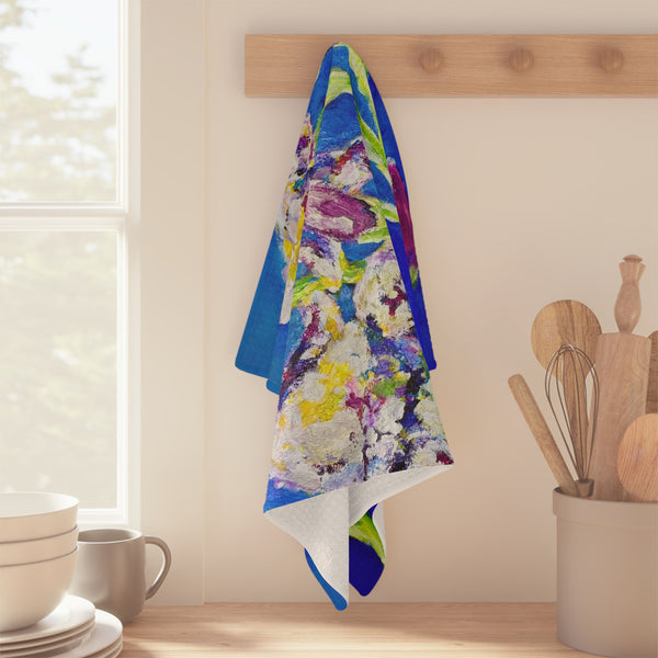 "Donald's Irises" by Donald Wilson - Microfiber Tea Towel