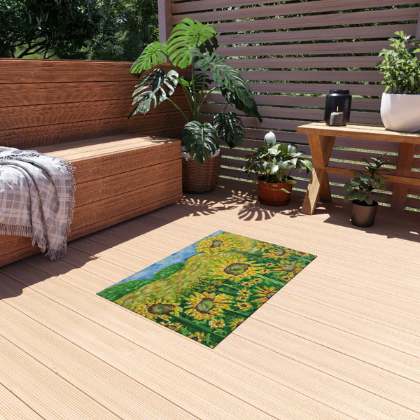 "Kansas Sunflowers" by Joey Holmes - Outdoor Rug