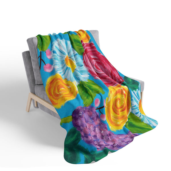 "Fancy Flowers" by Savanna Givens - Fleece Sherpa Blanket