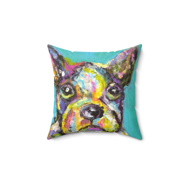 "Brutus Black" by Kelli Bringle Square Pillow