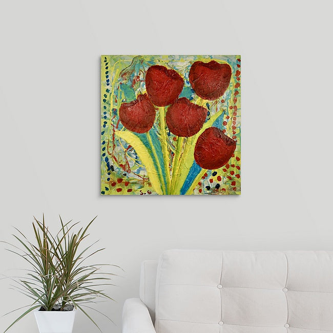 "Four Red Roses" Original Painting by Savanna Givens