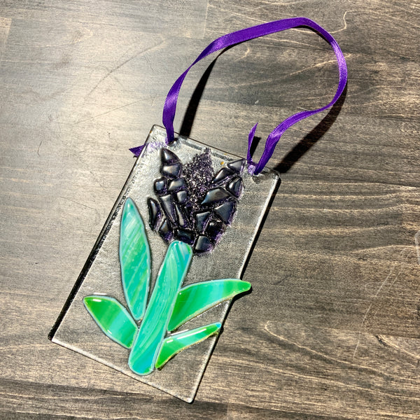 Purple Tulip Glass Art Block by Adam Ankenman