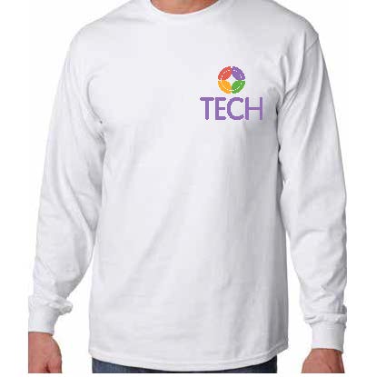 White Long Sleeve Shirt with Left Crest Logo