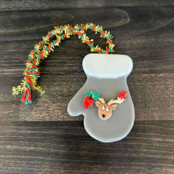 Reindeer Mitten Glass Art Ornament by Adam Ankenman