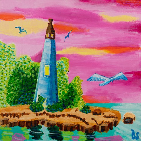 "Sunset and Lighthouse" Print by Brock Schul
