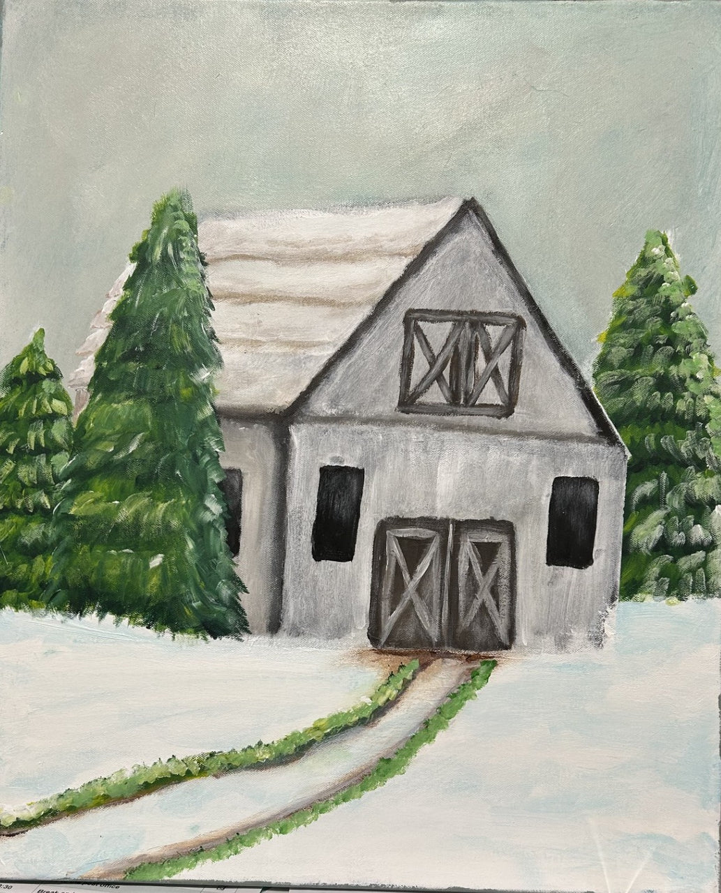 "The Snowy Barn Trail" Original Painting by Casy McLain