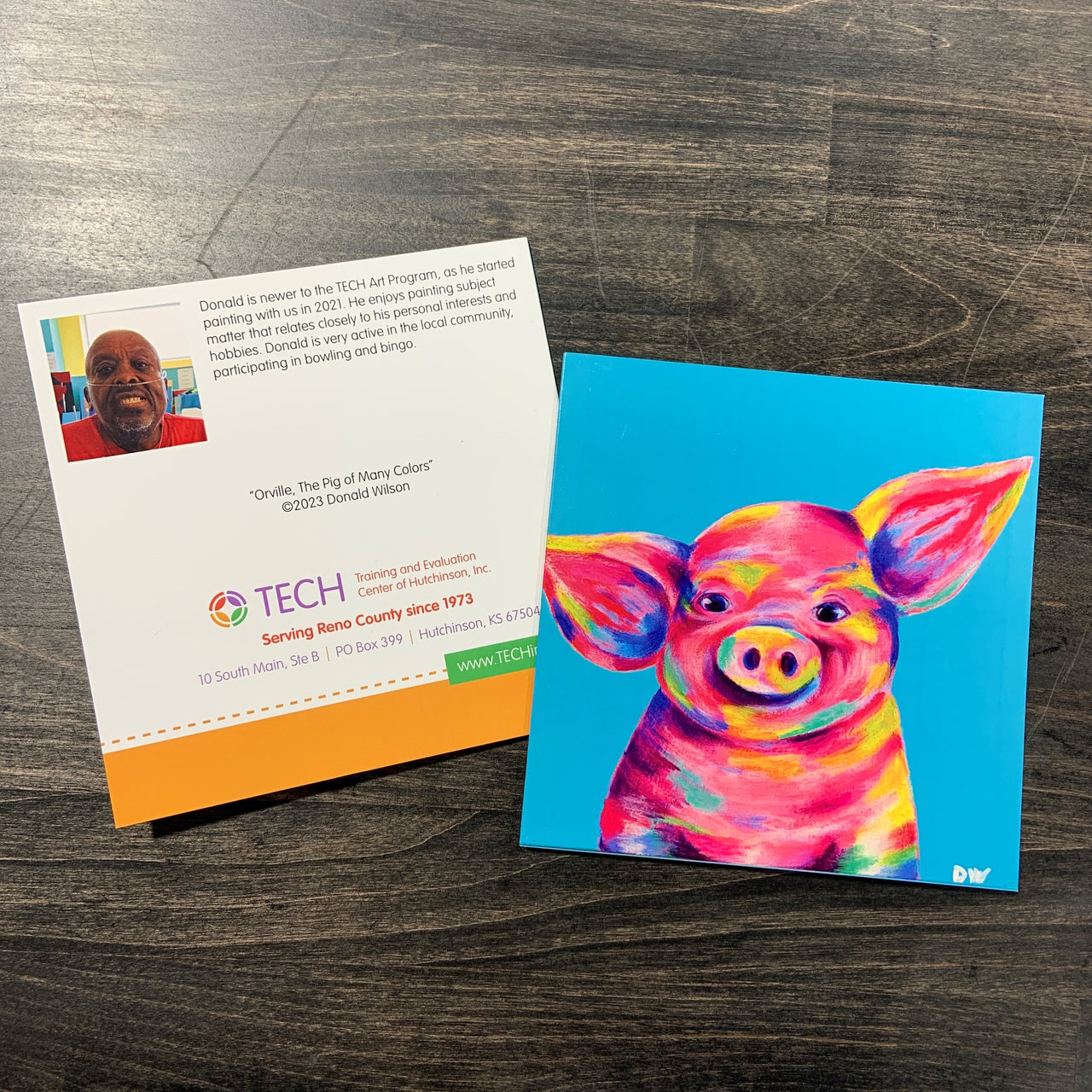 "Orville, The Pig of Many Colors" Card by Donald Wilson