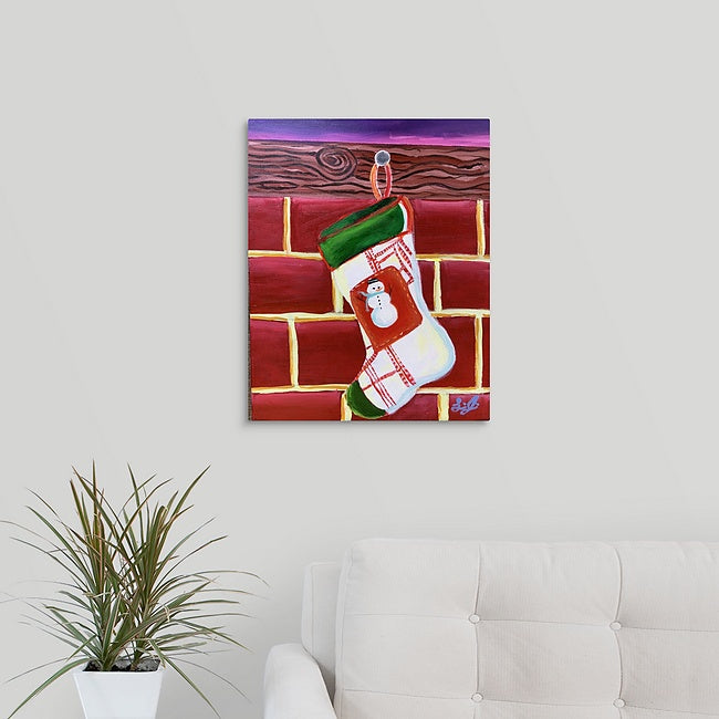 "Christmas Stocking Hanging by the Fire" Original Painting by Laurie Jarrett