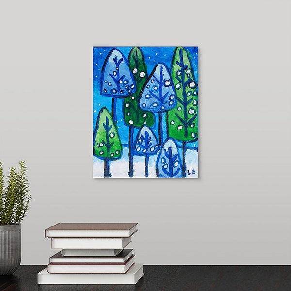 "Christmas Trees with Snow" Print by Lisa DeVault