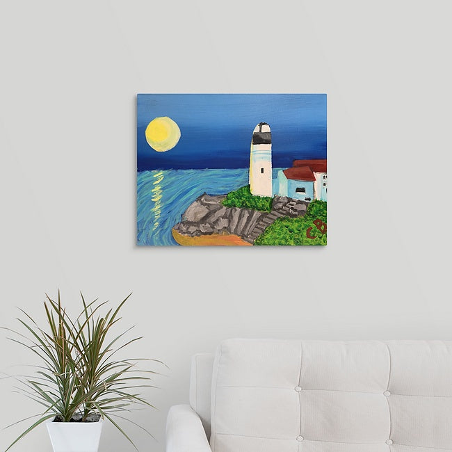 "Lighthouse At Night" Original Painting by Christina Bradfield